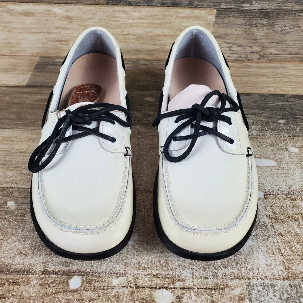 Birkenstock Tennessee‎ Womens Top Sider Shoes Sz 9 White Patent Leather Lace Up